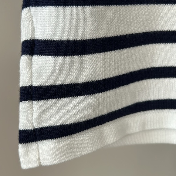 Marled Reunited Cap-Sleeve Knit Top/Sweater White w Black Stripes Rayon Nylon - Picture 10 of 10